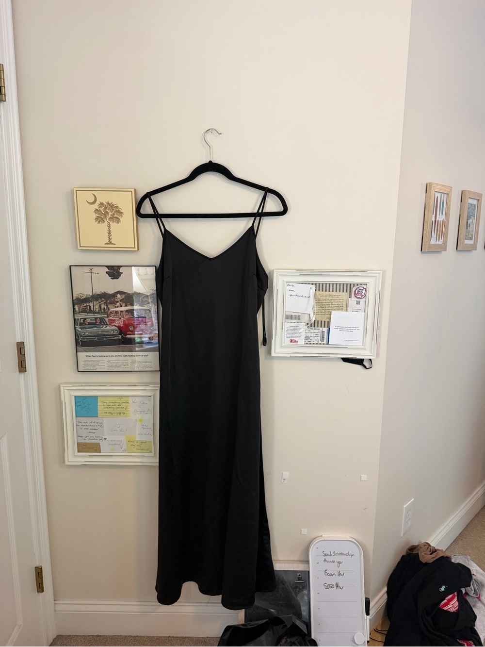Calvin Klein Black Slip Maxi Dress with Thin Straps